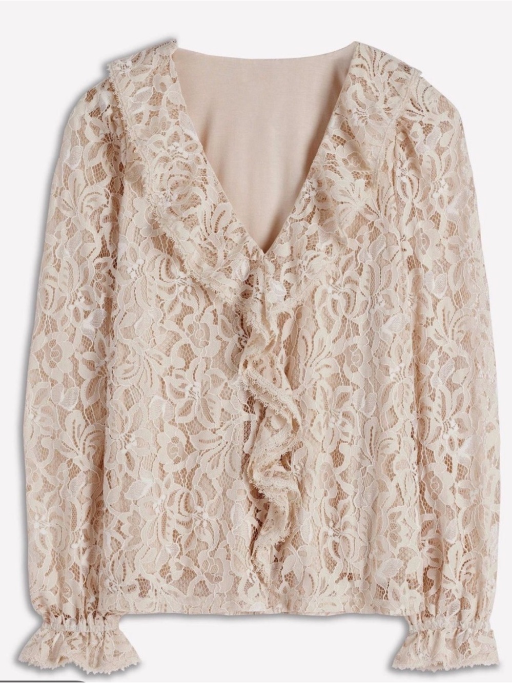 Boden Knit Lace Ruffle Top New with Tags US Size 8 Cream Victorian Romantic - Picture 4 of 13